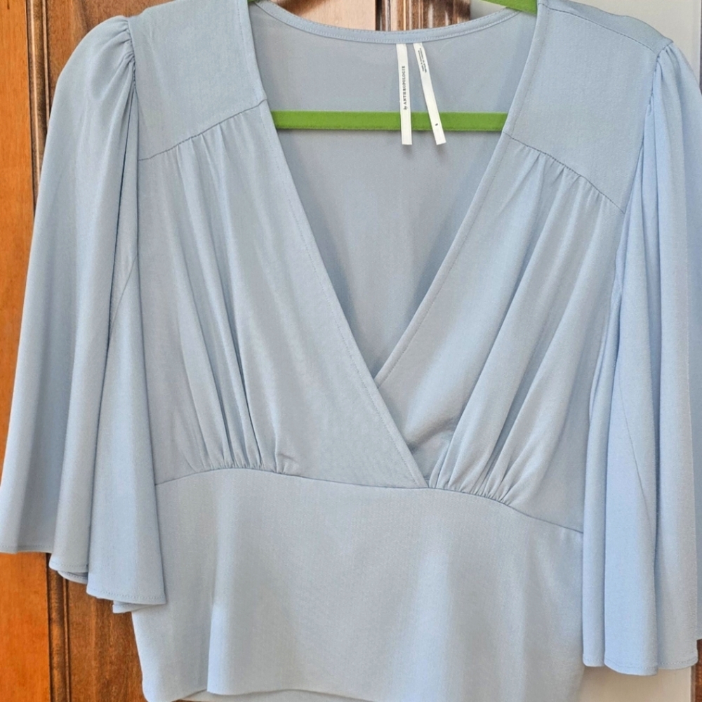Anthropologie baby blue blouse sz S